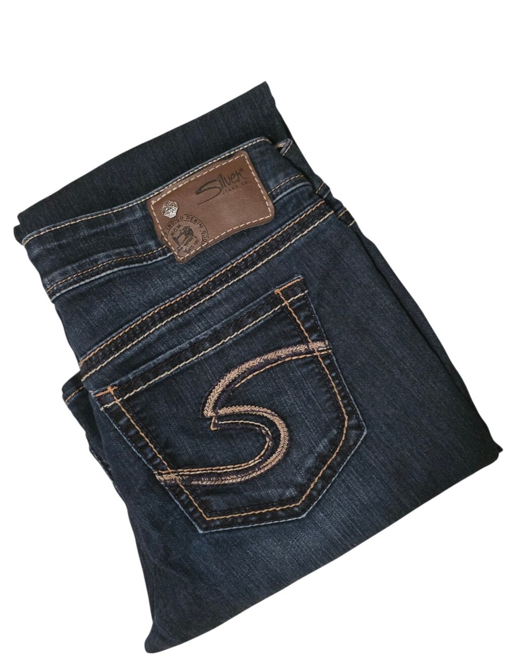 Silver Jeans Dark Indigo Bootcut Jeans with Contrast Stitching